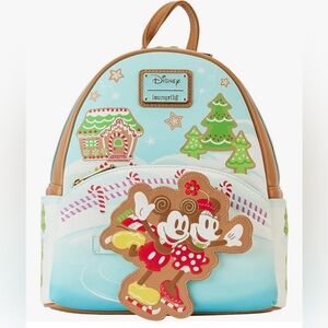 Loungefly Mini Backpack - Disney Mickey Mouse & Minnie Mouse Ice Skating Holiday